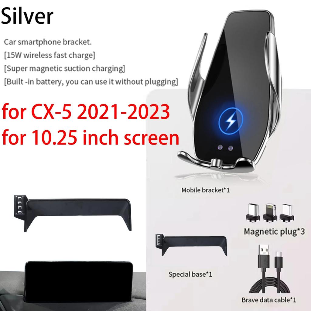 For Mazda CX-5 Car Phone Holder CX5 2017-2026 Screen Navigation Bracket Magnetic New Energy Wireless Charging Rack