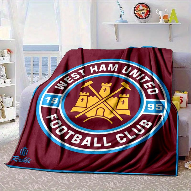 West Fußball Club Decke Flanelldecke für Bett, Sofa, Camping, Wandern, Picknick Zubehör, Geschenk für Familie Fan Geschenke