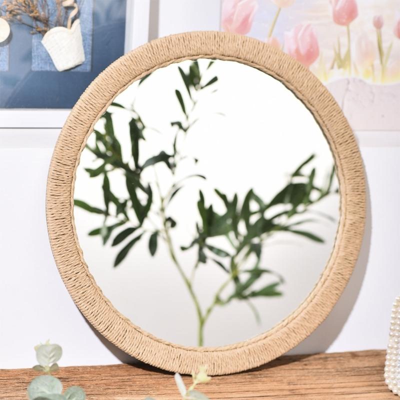 Bathroom Mirror for Wall Round Handmade Woven Frame Vanity Mirror Decorative Mirror for Bedroom,Living Room,Entryway