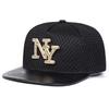 Metal Letter Leather Brim Hip Hop Hat Men and Women Baseball Cap Fashionable Flat Top Caps Casual Hats