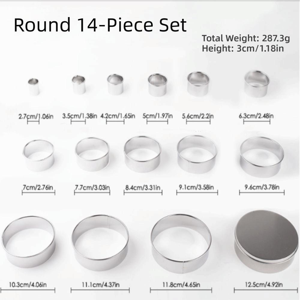 14pcs Forming Rings Cake Ring Mold Round Shape Stainless Steel Mold Round Cake Cutter  Cake Baking