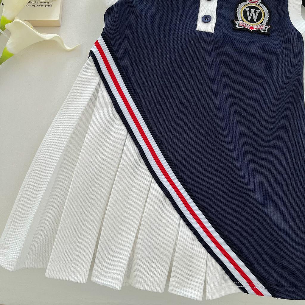 Girls Summer Dress Preppy Navy Collar Cute Princess Dress for Kids Children Casual Sundress Party Wear