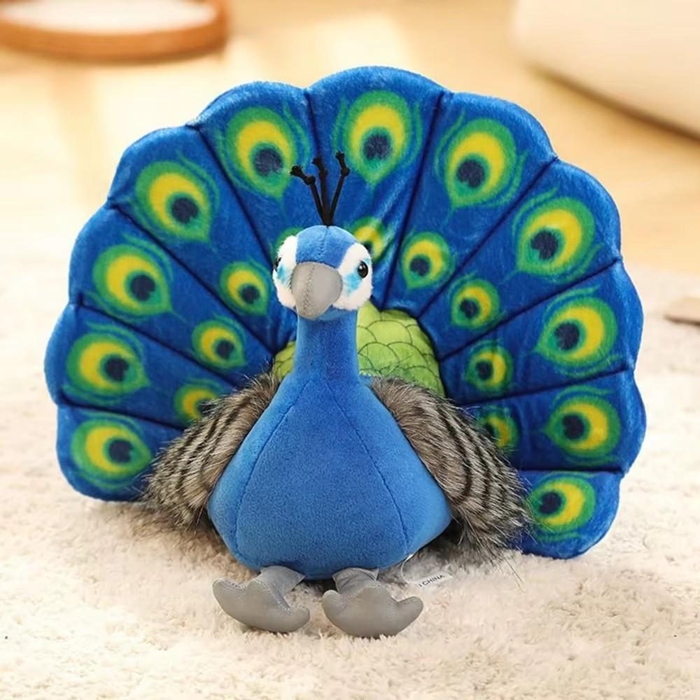 25CM Colorful Peacock Plush Toy Zoo Commemorative Feather Opening Screen Doll Bird Toy Send Children Birthday Christmas Gifts