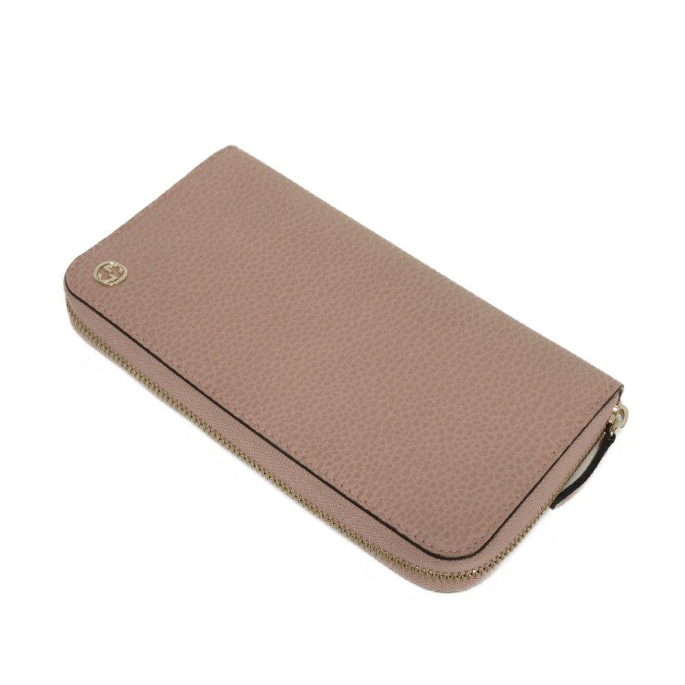 Used 9539 Double G Zip Around Wallet, 449347 CAO0G 5806 7940, Calfskin Zip Around Interlocking G, Soft Pink, Women's