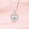 Women Necklace Pink Rhinestone Heart Pendant Adjustable Length Clavicle Necklace Valentines Day Anniversary Gift Wedding