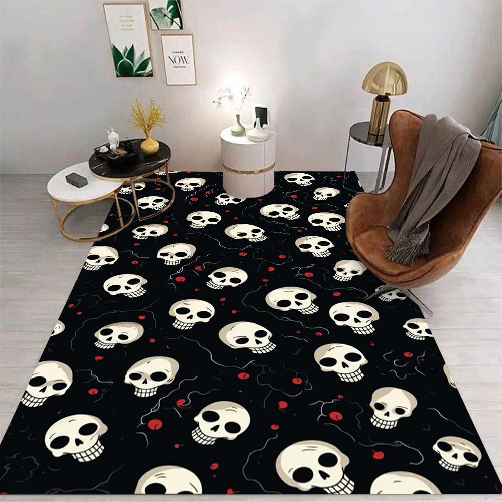 Rose Skull Printed Carpet Carpets for Living Room Rugs for Bedroom Washroom Floor Mat Home Decoration Gift