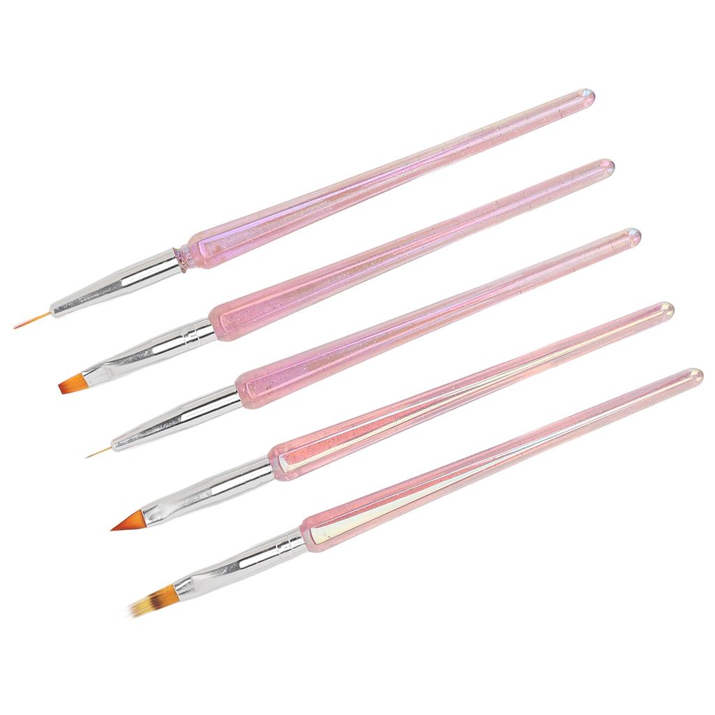 5pcs Nail Art Brushes Set Various Shapes Fine Drawing Nail Art Striping Brushes Transparent