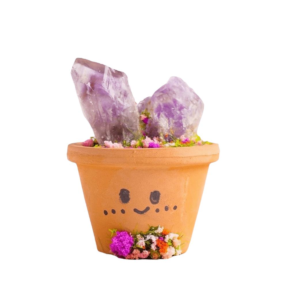 Feng Shui Crystal Stones Potted Plant Mini Decorative Rhinestone Potted Meditation