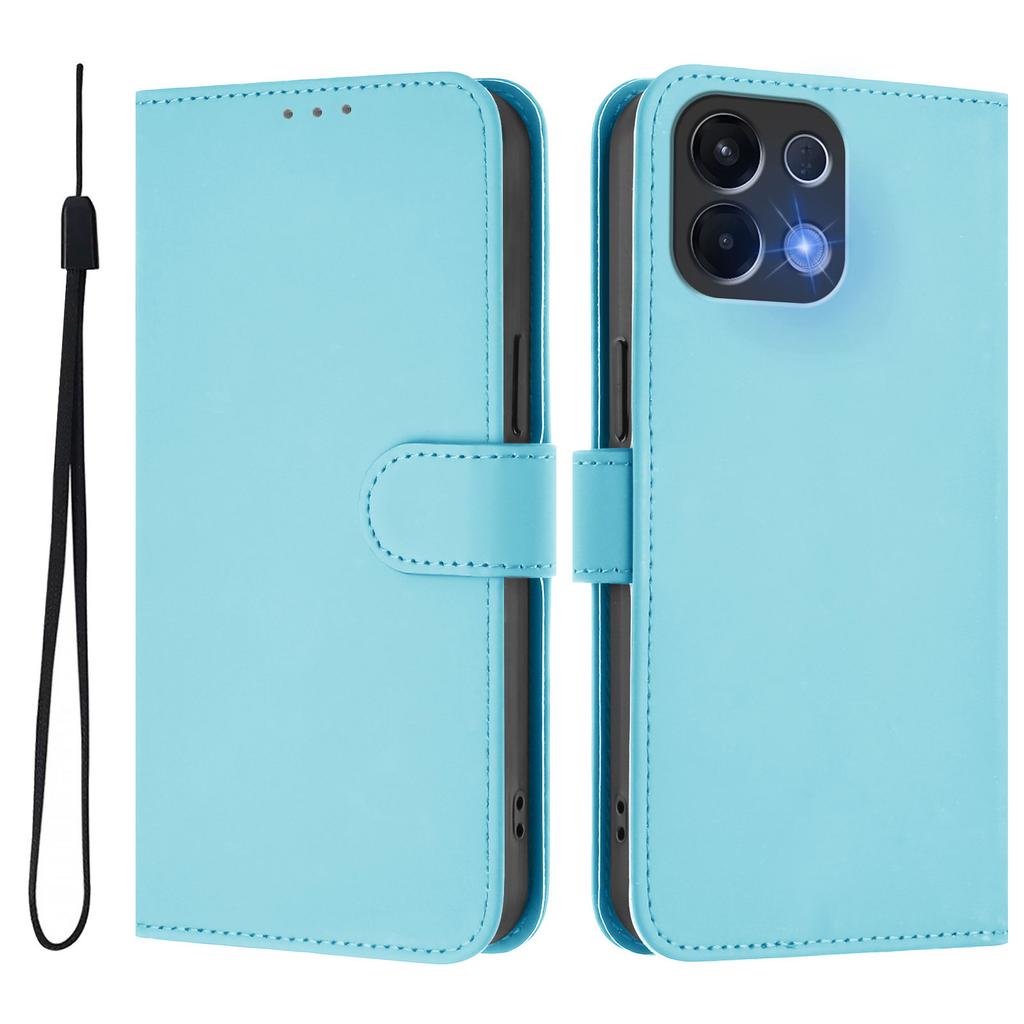For Oppo K13 5G Case Solid Color Wallet Leather Phone Cover with Strap