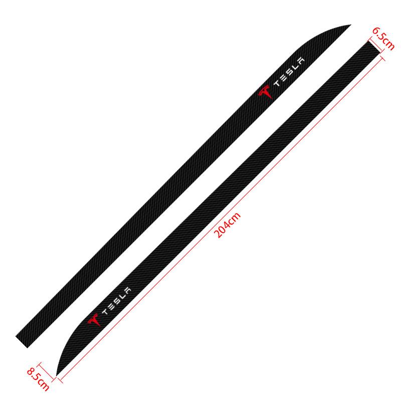 2pcs Car Side Skirt Sill Carbon Fibre Body Protection 3D Sticker For Tesla Model S Model X Model Y Cybertruck Model 3 Model Y