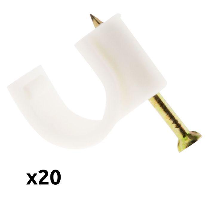 Fixing Hooks - ZENITECH - Pack of 20 - Ø6mm - White - Wall Mounting