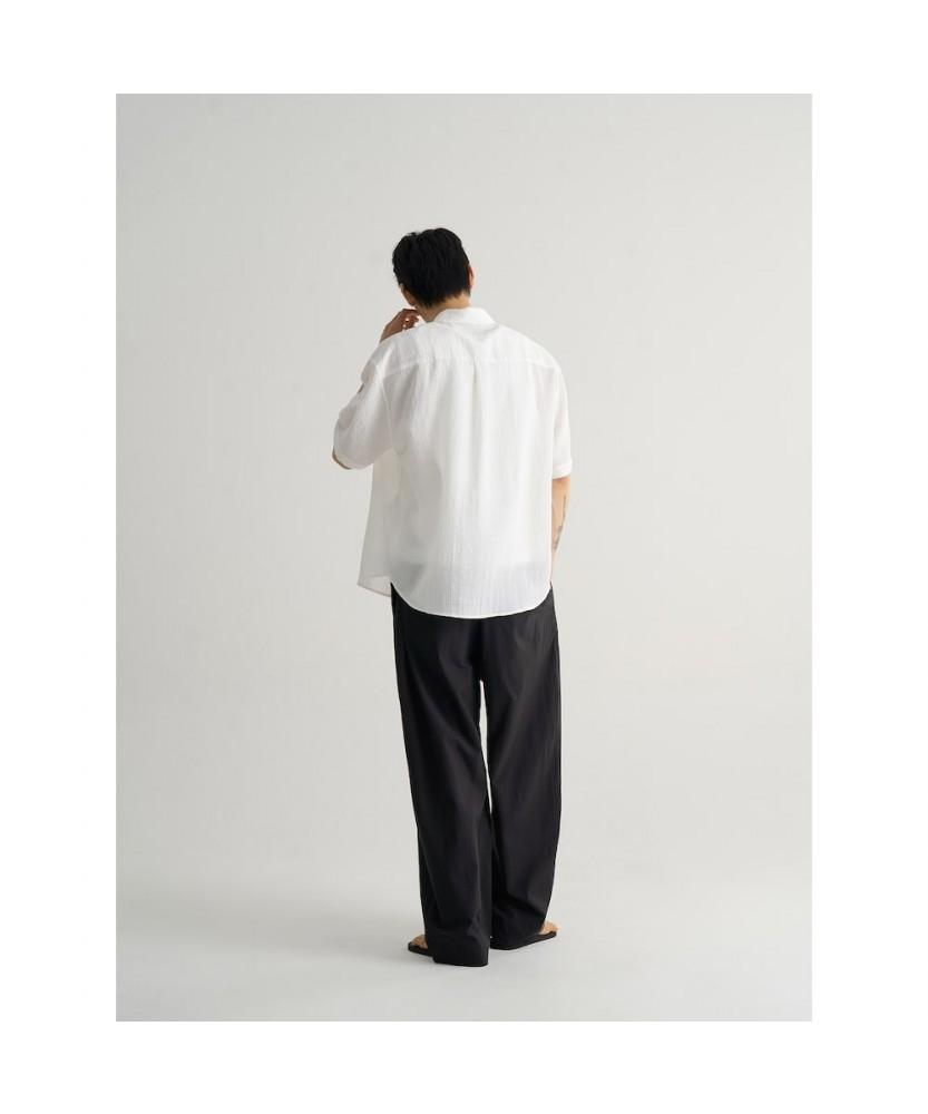 8SECONDS Seersucker Balloon Fit Elastic Waist Pants Black
