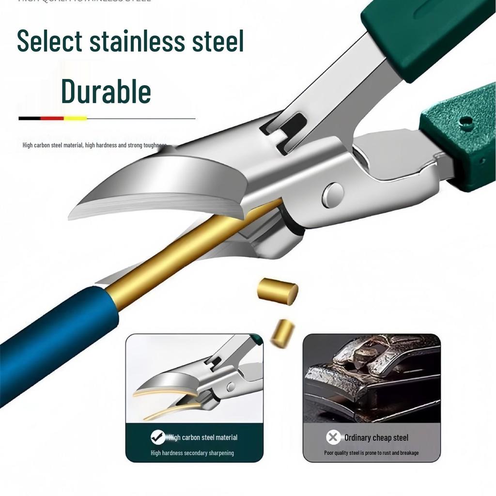 Ultra-Thin Angled Stainless Steel Nail Clippers with Large Opening and Gear Switch for Cuticle Care