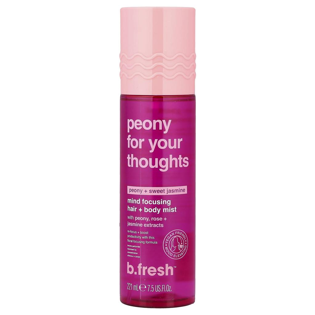 b.fresh, Peony for Your Thoughts, Mind Focus Hair + Body Mist, Peony + Sweet Jasmine, 221ml (7.5 fl oz)