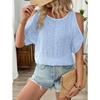 Spring and Summer Pure Color Off-shoulder Hollow-out Top Batwing Sleeve Women's T-shirts