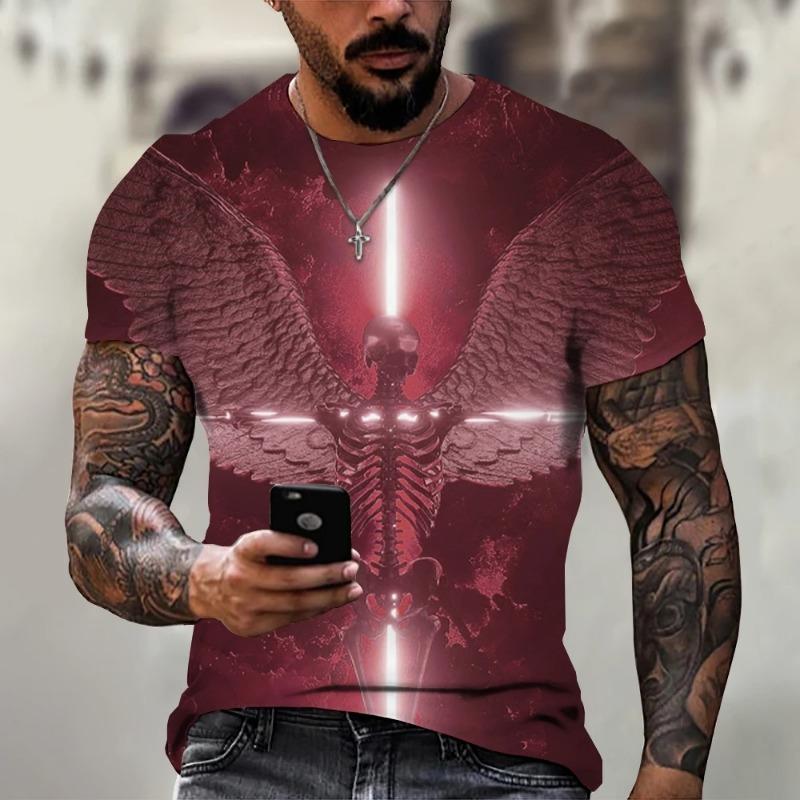 Neues Herren 3D-gedrucktes Phönix-Muster Mode-Top Übergröße Rundhals Kurzarm Retro-Mode Freizeit-T-Shirt