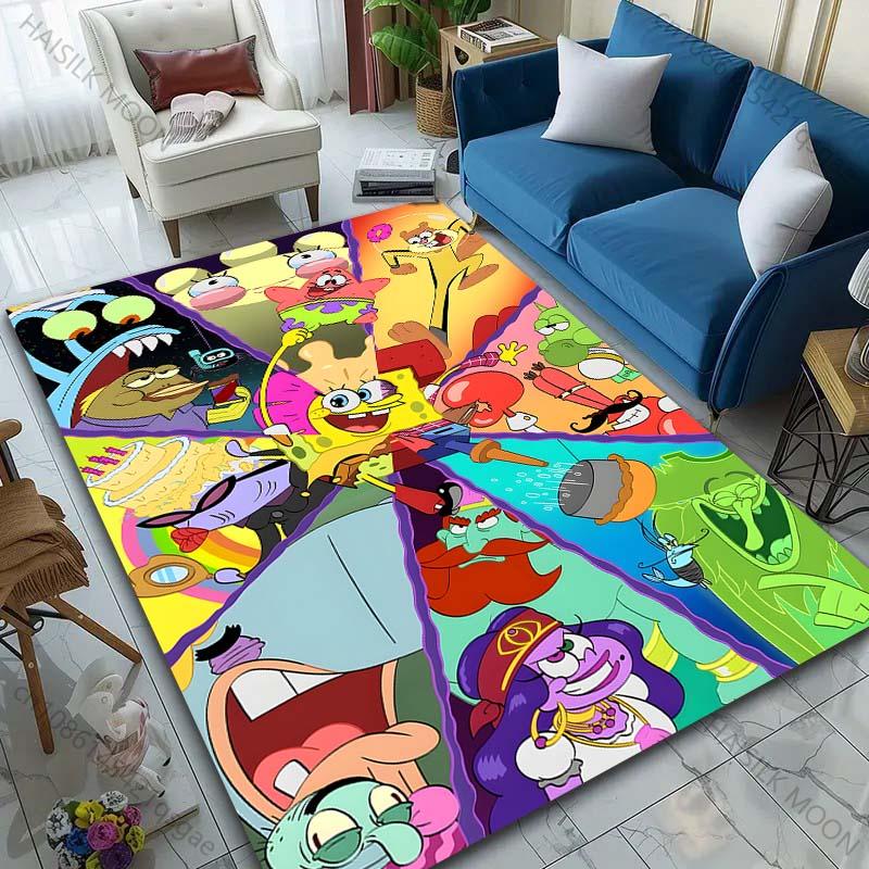 1PC Cute Spongebob and Friends Cartoon Carpet for Living Room Bedroom Sofa Doormat Home Decor Non-slip Floor Mat Luxury Gifts