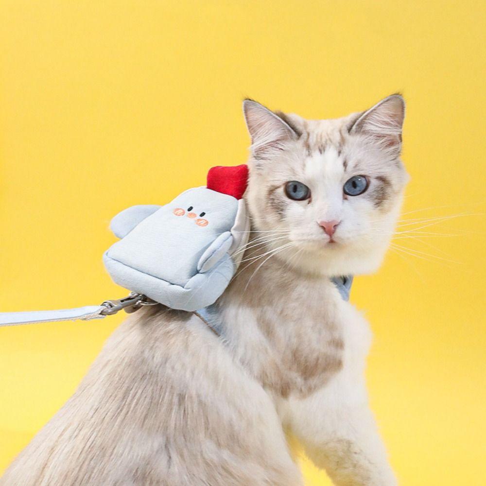 With Backpack and Leash Dog Leash Set Soft Cat Chest Strap  Small and Medium Dogs