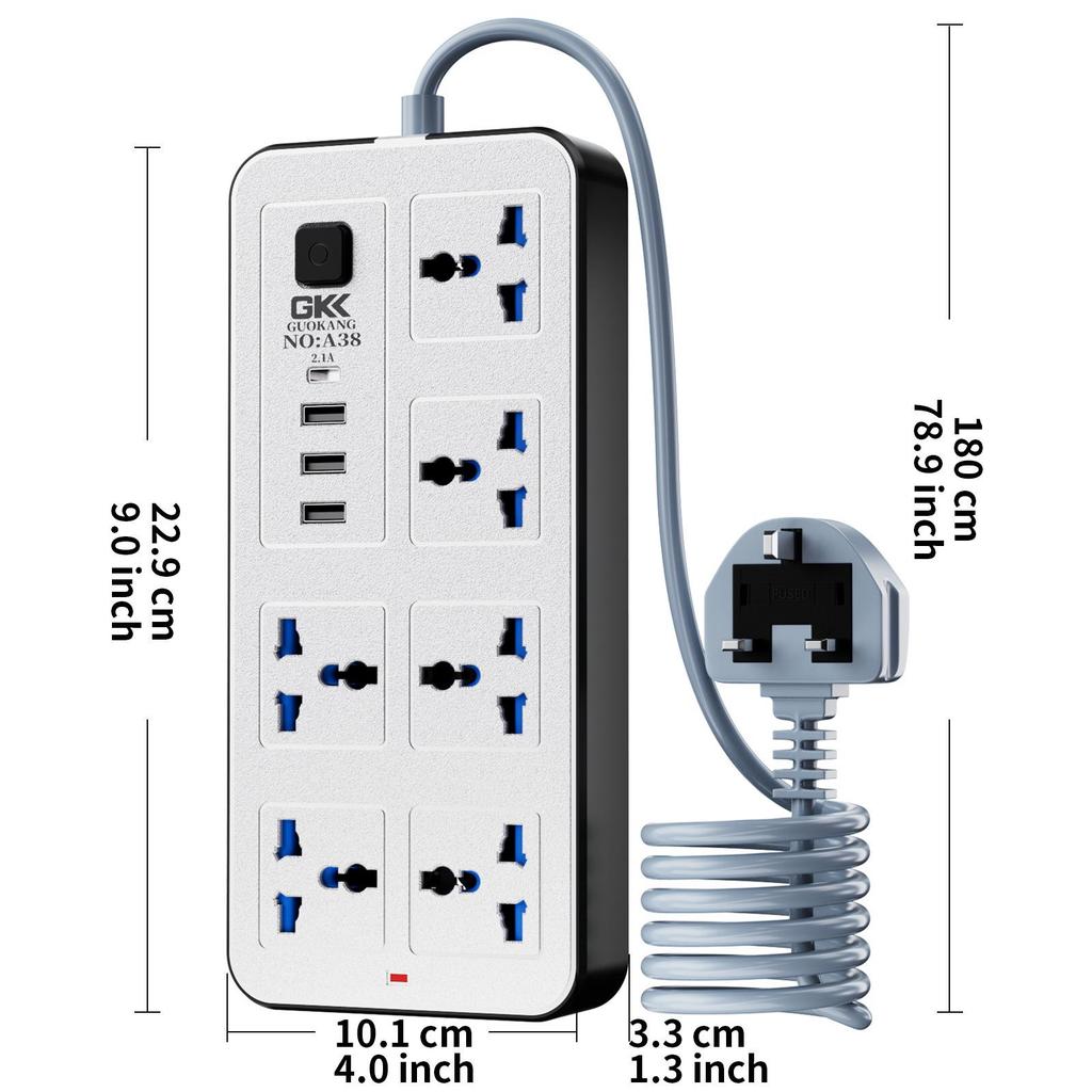 UK Standard Power Strip: Multi-Socket Panel with USB and Extension Cord