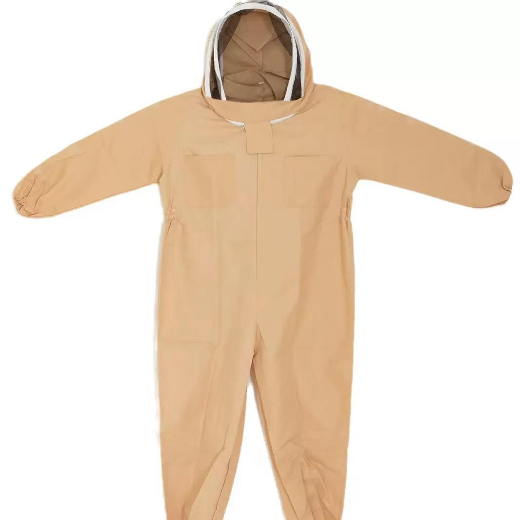 Thickened Bee Suit Set: Apricot/White One-Piece & Split Space Suit with Sheepskin Gloves L Apricot One-Piece
