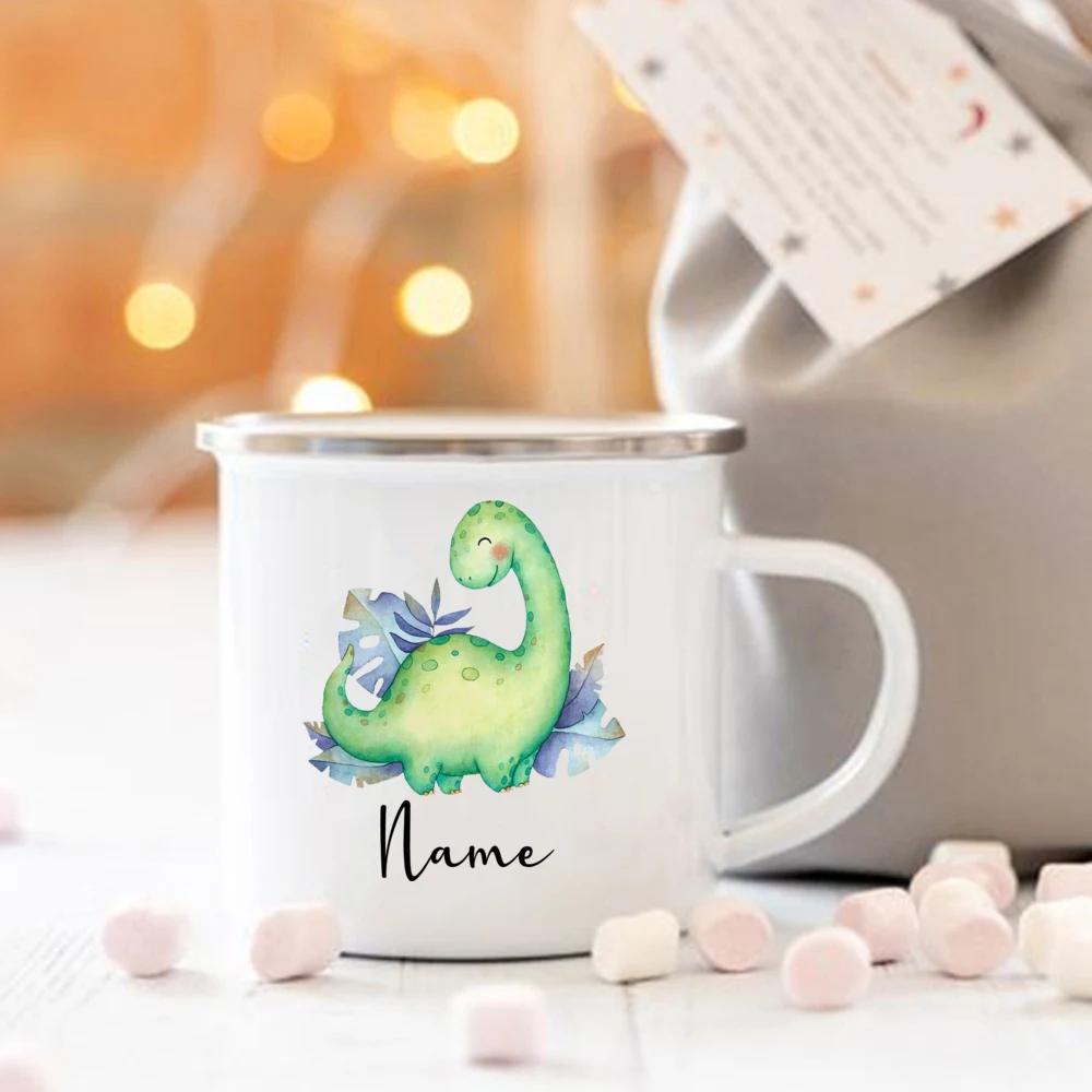 Personalized Animal Customize name Coffee Cup for Women Gift Custom Camping Enamel Mug Cute Deer Tiger with Name Gifts for Kid