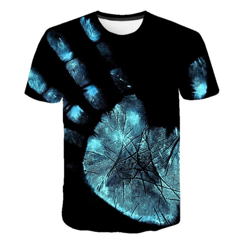 Halloween Big Palm Pattern Print T-Shirt For Men Summer Fashion Short Sleeve  T Shirt Women Street Casual Oversized Clothing