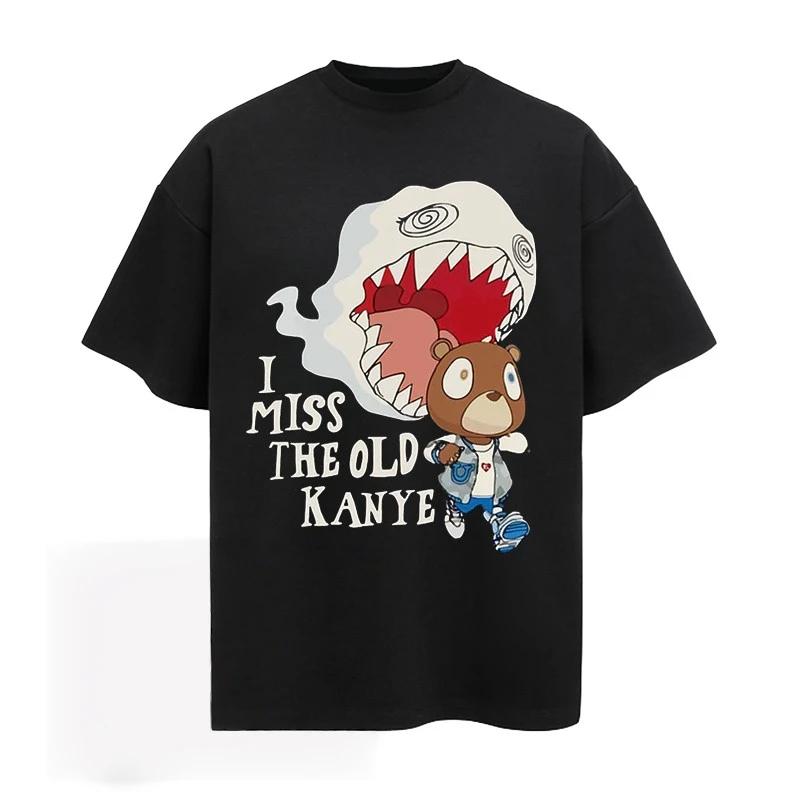 

2025Autumn Hong Kong Style Heavy Pure Cotton Trendy Brand Cute Style Cartoon Character Printed T-shirt Men s and Women s T-shirt 4XL