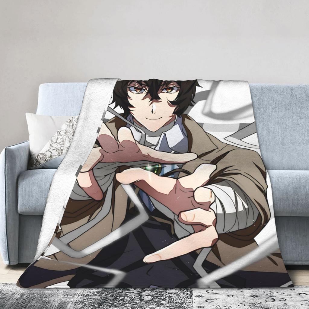 Dazai Bungo Stray Dogs Blankets Super Soft Funny Plush Throw Blanket For Kids Adult Couch Bed Flannel Bedspread Bed Cover