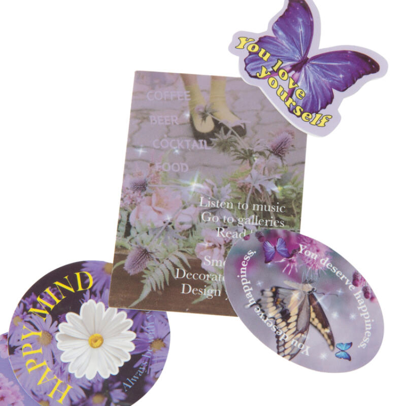 Multi-Pouch Transparent Purple Flower Sticker Set (28002792)