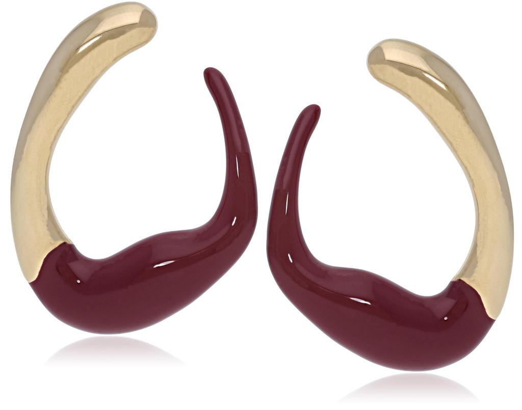 Skagen LIQUID METAL Gold Tone Stainless Steel Drop Earrings Dipped in Cranberry SKJ1766710 Women's Enamel,