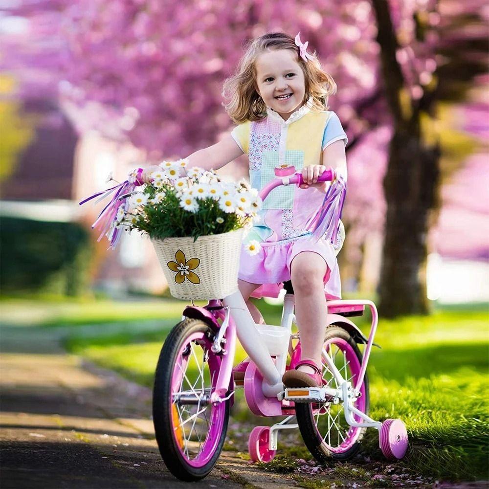 Adjustable Leather Straps Toddler Tiny Tricycle Baskets Front Handlebar Basket  Girls