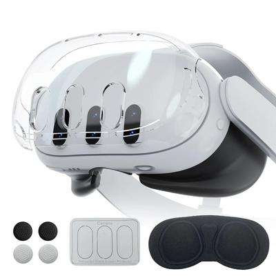 For Meta Quest 3 Head Protective Case Q3 Host Crystal Case Lens Caps Tempered Film Rocker Cap Set