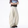Spring and Summer New European, American, Japanese and Korean Retro Splicing White Scimitar Loose Straight Casual Pants Men's Pants