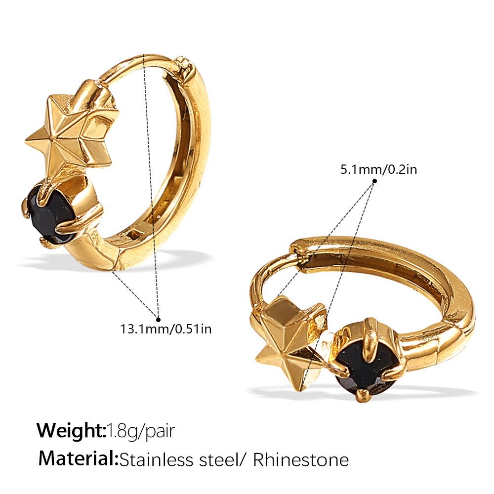 Japanese and Korean Popular Jewelry, Stainless Steel Gold-plated Earrings, Ear Buckles, Summer Earrings, Inlaid Rhinestone Earrings.