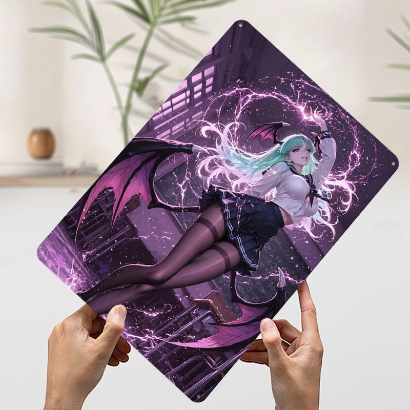 

Morrigan Aensland in School Uniform Tinplate Poster Customized Wall Art Vintage Retro Metal Signs for Room Decorations Man Cave 20x30cm（7.8x11.8inch）
