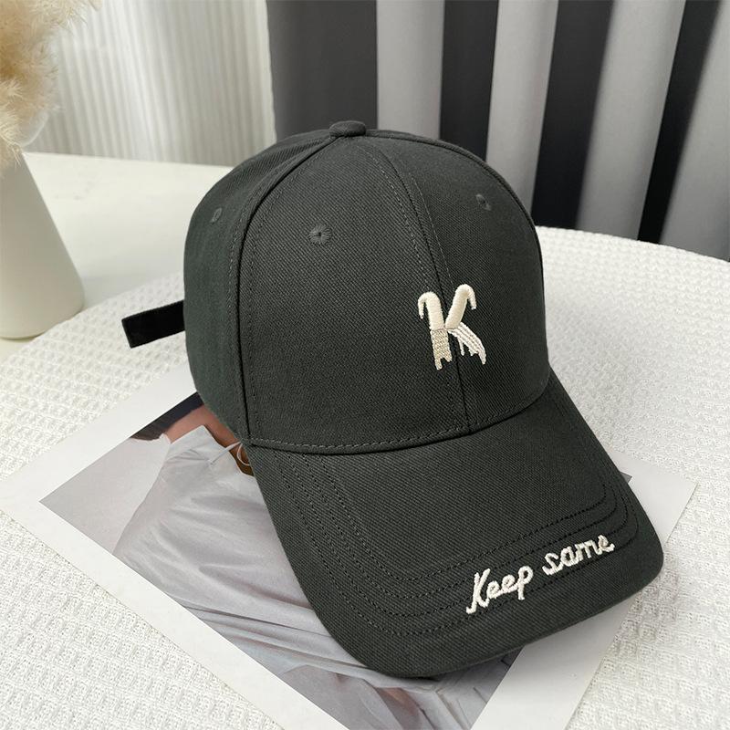 Korean Hat Women's Winter Cute Embroidered Little Fox Baseball Cap Big Head Circumference Showing Face Small Versatile Brushed Peaked Cap