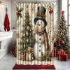 jit1pc vintage christmas snowman shower curtain christmas  -   With Hooks Waterproof Mildew Proof Easy Install Washable