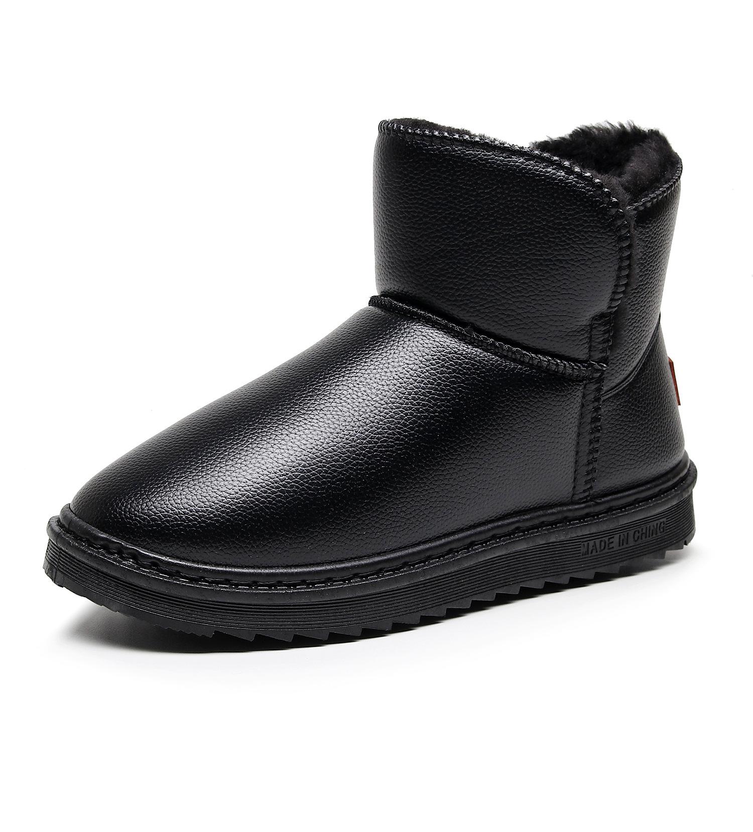 

Зимние кожаные водонепроницаемые хлопковые туфли на одной педали для мужчин и женщин, одинаковые, нескользящие, теплые, с утолщенным бархатом, на толстой подошве, зимние ботинки 38