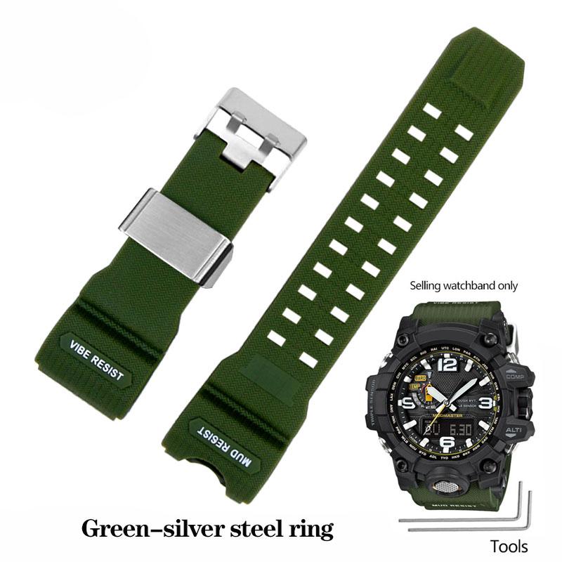 Resin Silikon Klokkereim For Casio Big Mud King GWG-1000GB Svart Gull G-SHOCK GWG-1000 Serie Gummireim med Verktøy Armbånd