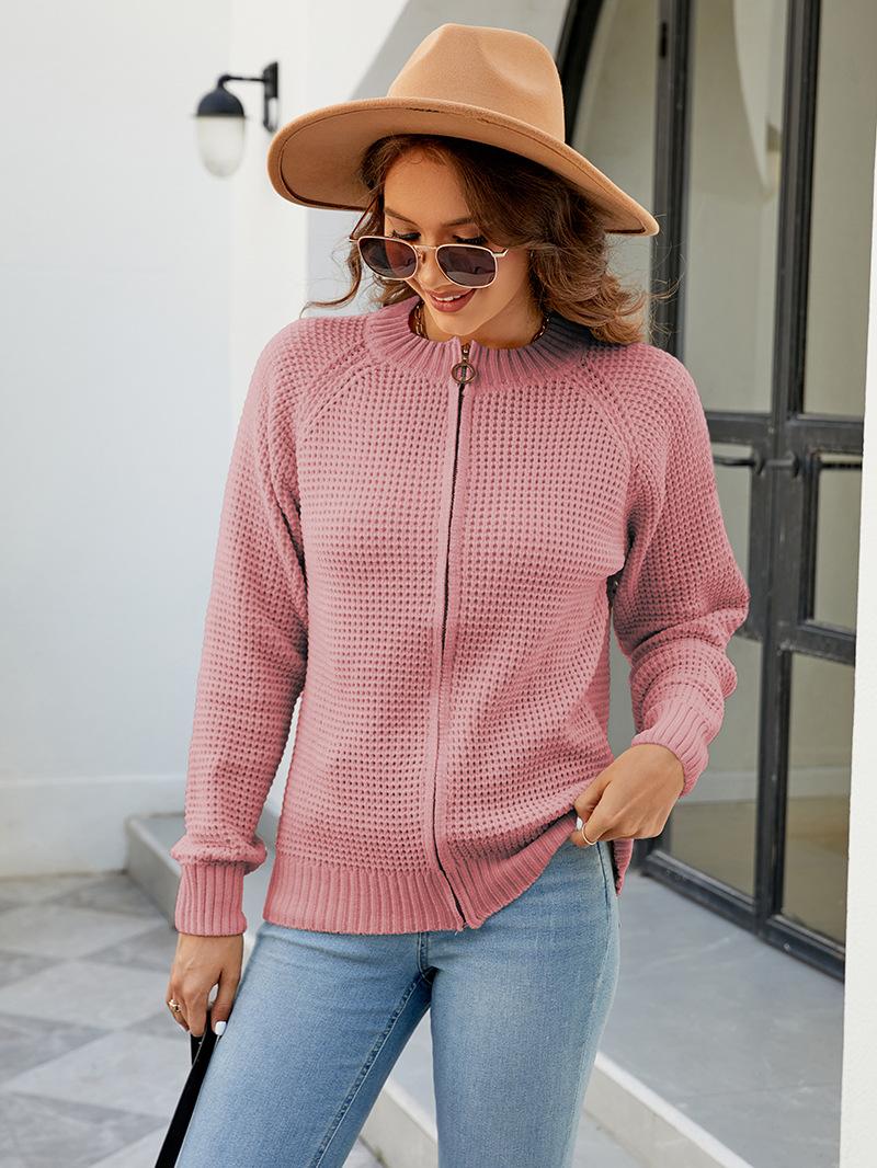 ZIMOXUAN Повседневный свитер с круглым вырезом и молнией — модный вязаный кардиган — фото 7