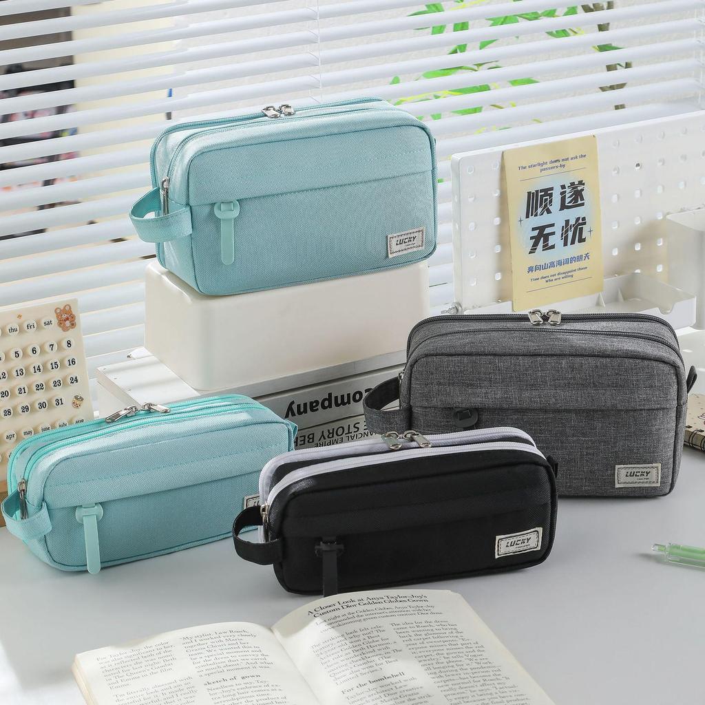 Oxford High-Gloss Pencil Case for Students, Large Capacity Double-Sided Stationery Bag