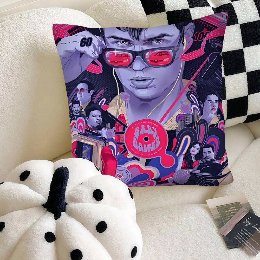Baby Driver Classic Action Movie Game Pillow Case Square Pillow Bedroom Sofa Leisure Comfort Cushion Car Home Decoration
