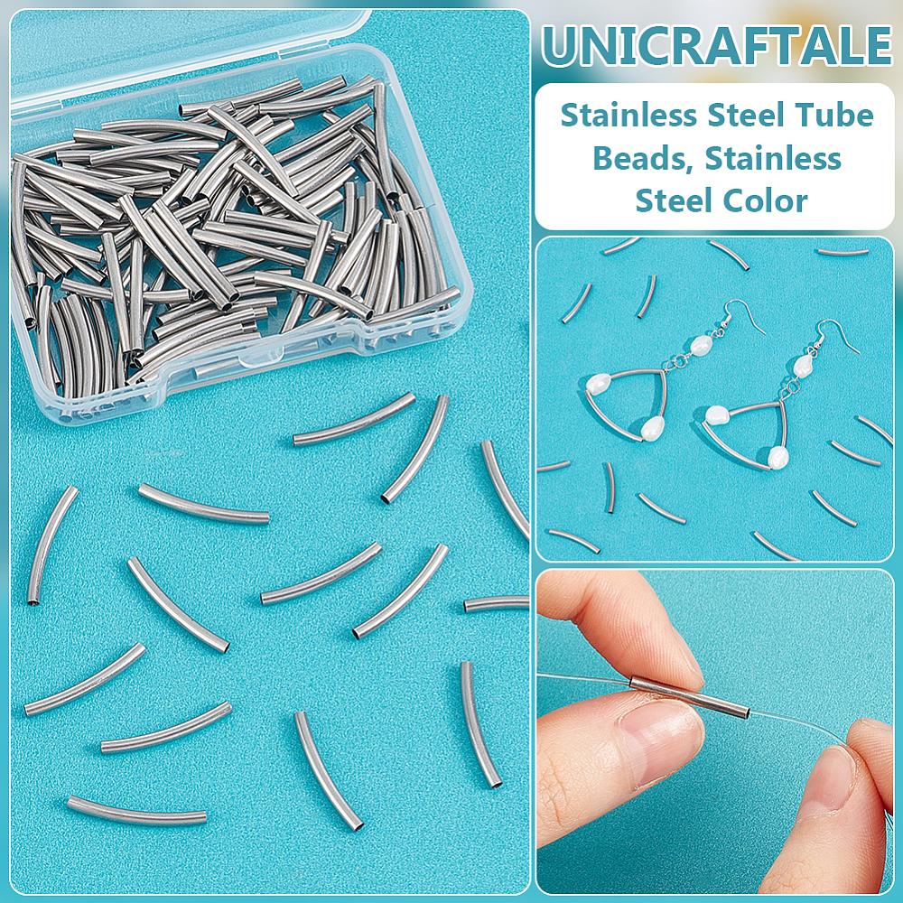 100Pcs 304 Stainless Steel Tube Beads, Stainless Steel Color, 19.5~20x2mm, Hole: 1.5mm