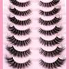 7 Pairs Messy Natural Cat Eye Lashes Clear Band Lashes Cat Eye Look Wispy Lashes Eye End Elongated Full Strip Soft Natural Realistic False Eyelashes