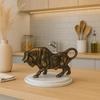 Brass Finish Bull Resin Statue for Home Decor (Pack of 1, Golden and Black)