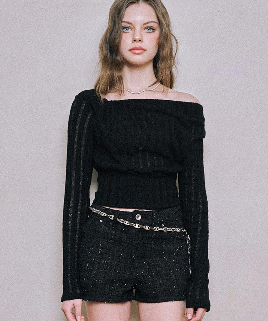 DEAR,ME Tweed Micro Shorts [Black]