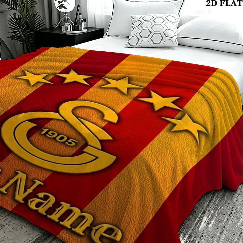 1PC Galatasaray S Custom Name Patterned Flannel Blanket Suitable For All Seasons for Home Decor Warmth and Comfort Gifts Holiday Present