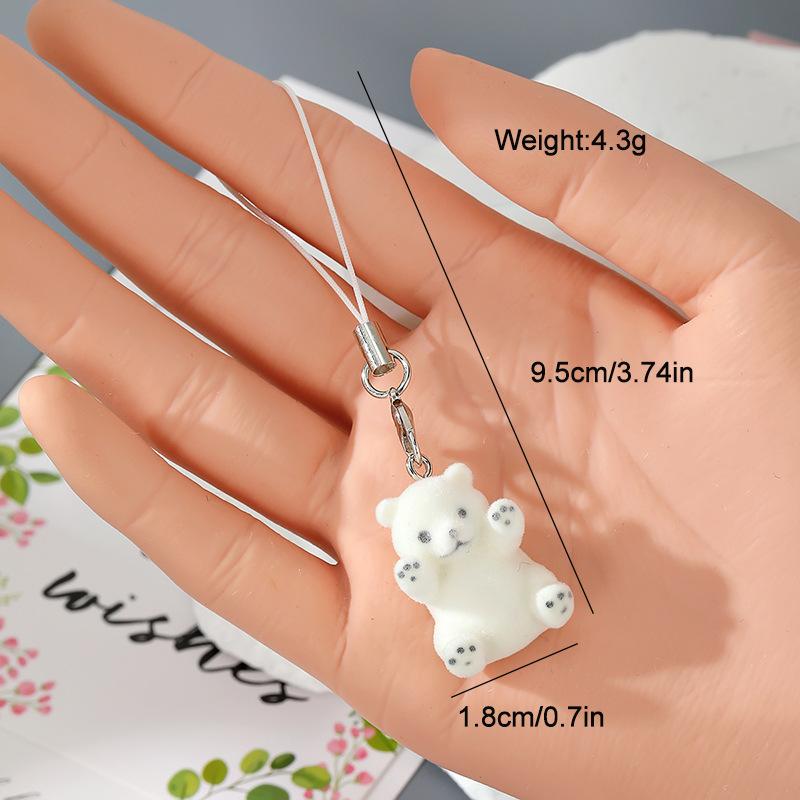 Flocking Penguin Hippopotamus Animal Keychains Phone Lanyard Resin Cute Tiger Beaver Bear Rhinoceros Bag Earphone Case Pendant