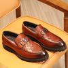 Spring new first-layer cowhide leather shoes men's leather thick-soled horse buckle British style loafers men's one-pedal