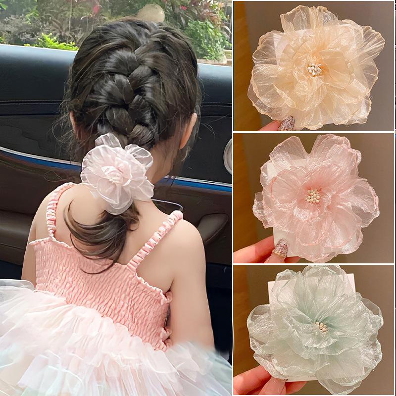 Fashion Sweet Mesh Flower Hairpin Side Clip Sweet Hair Clip For Women Girls Simulated Flower Hairpin Headdress Hair Accessories